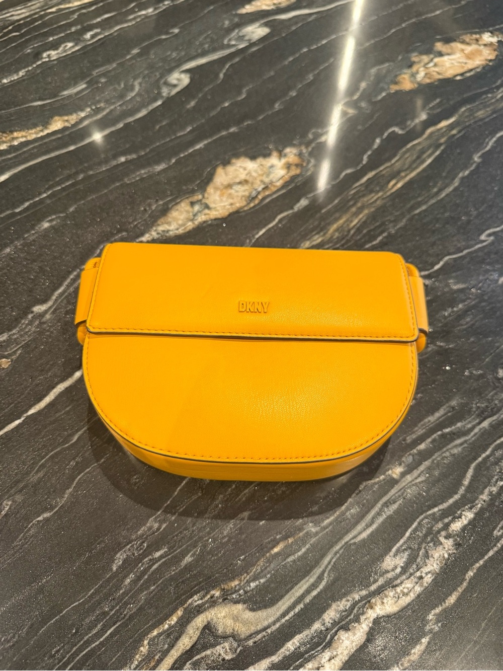 DKNY Yellow Leather Mini Saddle Crossbody